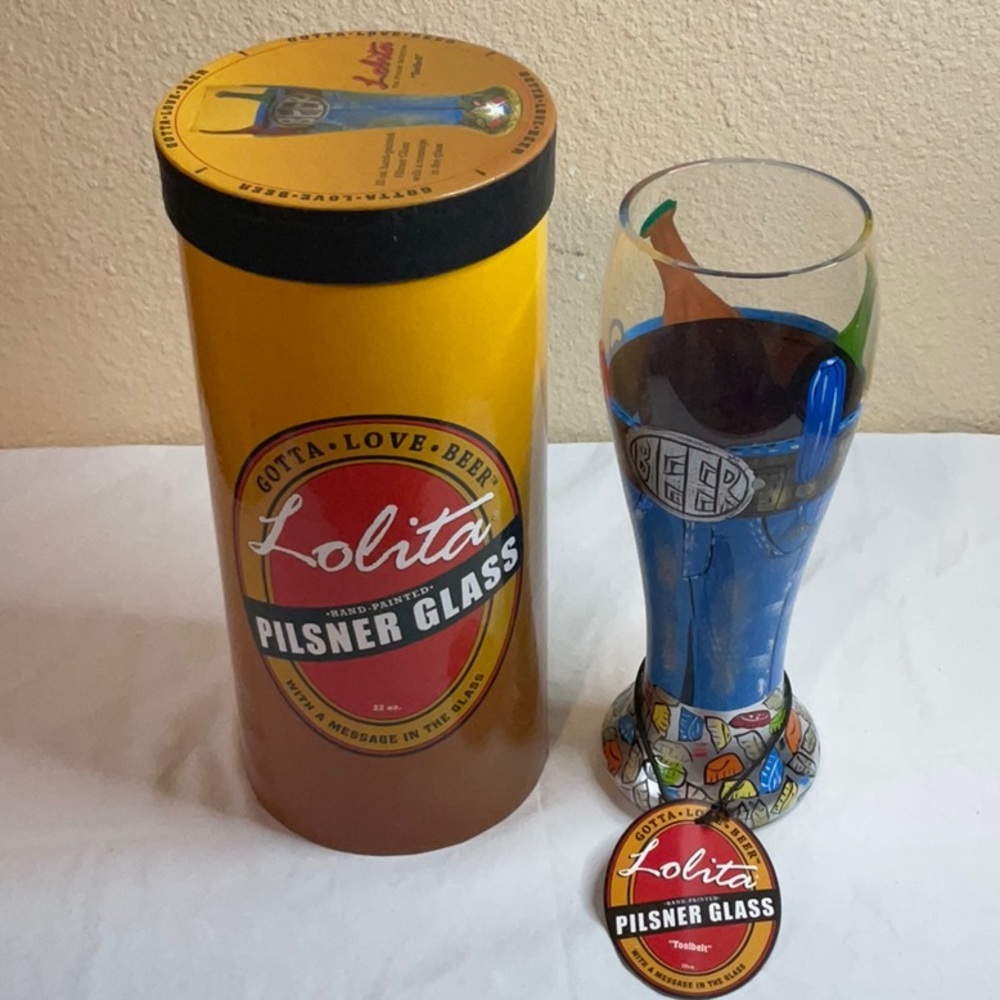 Lolita Pilsner Beer Glass Hand Painted 22 oz